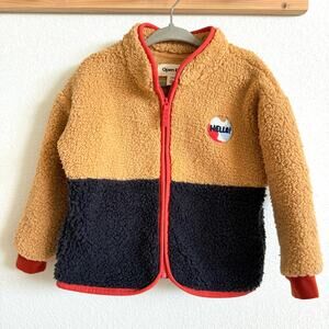 Open Edit Brown and Navy Blue Sherpa Full Zip Jacket Toddler 24 Months